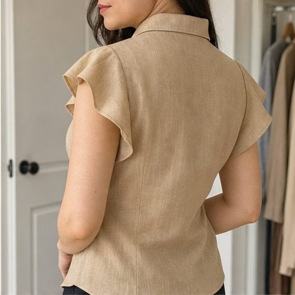Camel Button Blouse - Picture 3 of 6